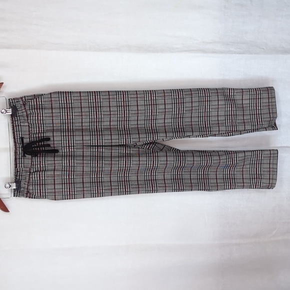 Joe B Black White Houndstooth Plaid High Rise Straight Leg Pull On Pant Size Med - Picture 1 of 4